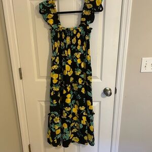 Sugarlips Black and Yellow Floral lemon Dress